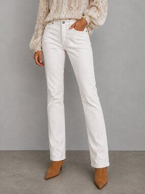 ANTHROPOLOGIE Pilcro Parallel Slim Straight Mid Rise Stretch Jeans White 27